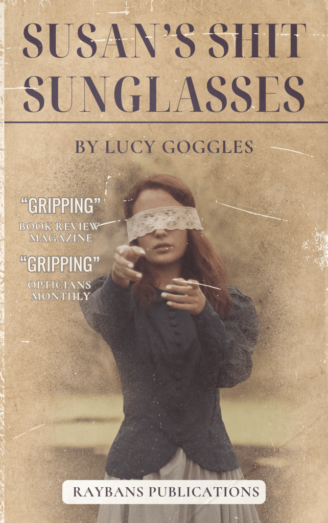 a book cover which shows a young woman wearing cloth over her eyes and holding her arms out in front of her